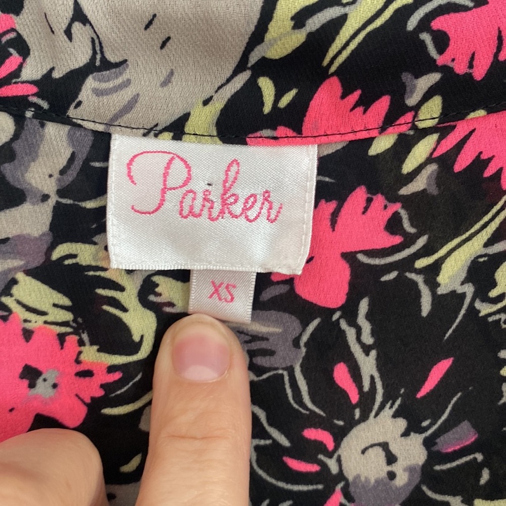 Parker Black Floral‎ Mini Dress - Picture 4 of 5